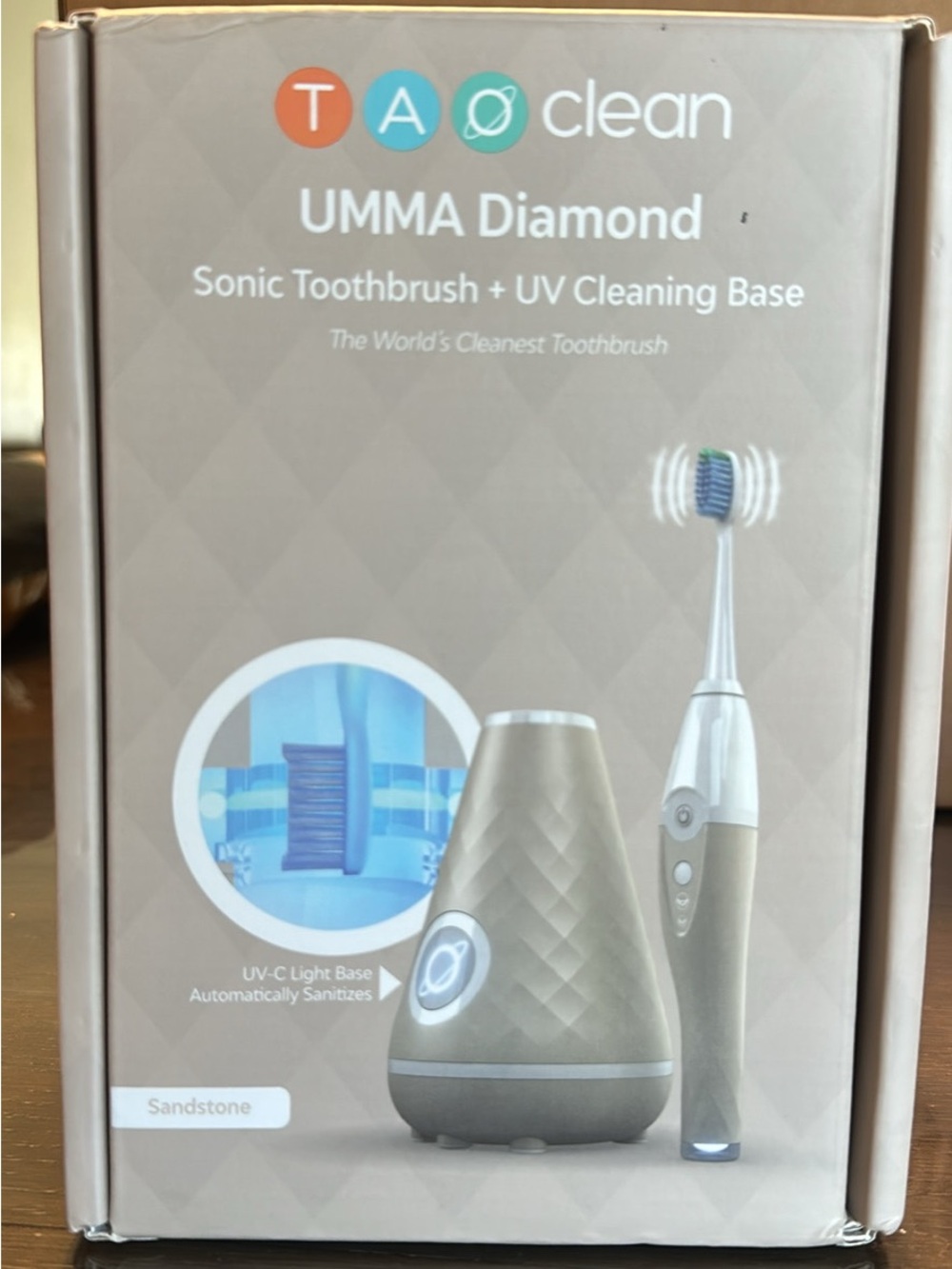 TAO Clean UMMA Diamond Sonic Toothbrush with UV Cleaning Base - Sandstone